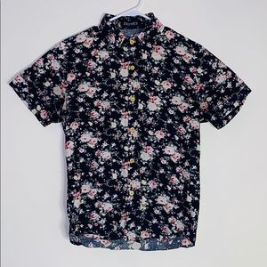 Floral pattern plaid shirt